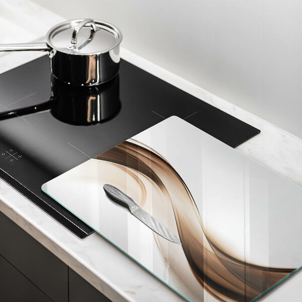 Tabla de cortar de vidrio Líneas marrones abstractas