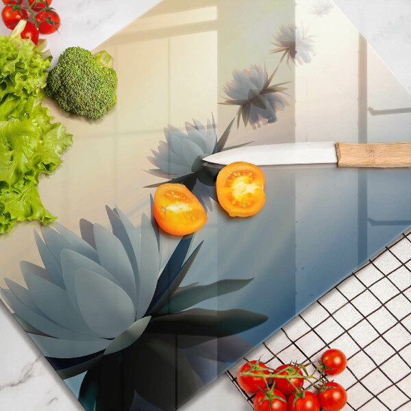 Tabla de cortar de vidrio Flores de lirio en el agua