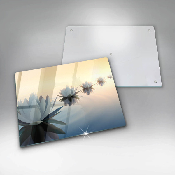 Tabla de cortar de vidrio Flores de lirio en el agua