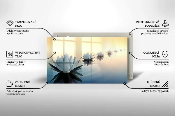 Tabla de cortar de vidrio Flores de lirio en el agua