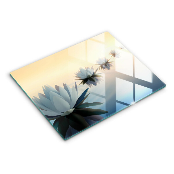 Tabla de cortar de vidrio Flores de lirio en el agua