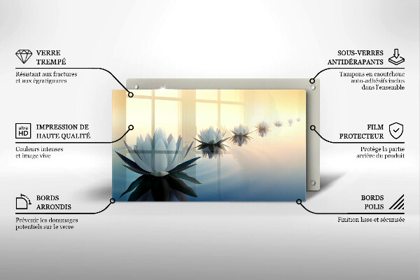 Tabla de cortar de vidrio Flores de lirio en el agua