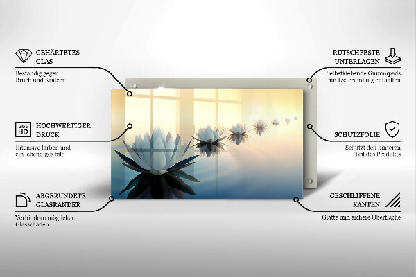 Tabla de cortar de vidrio Flores de lirio en el agua