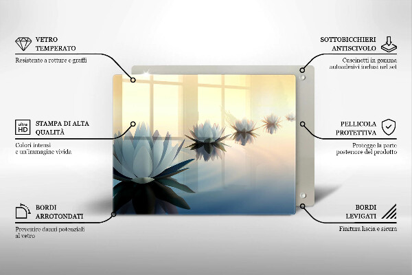 Tabla de cortar de vidrio Flores de lirio en el agua