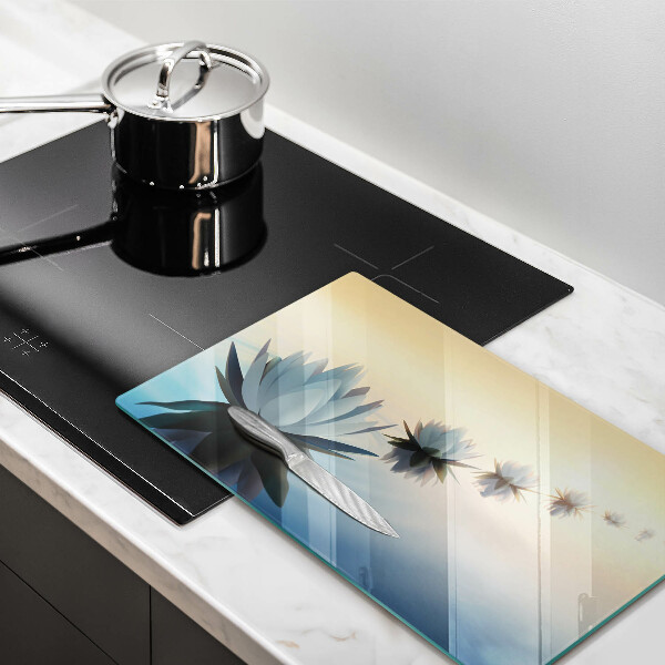 Tabla de cortar de vidrio Flores de lirio en el agua