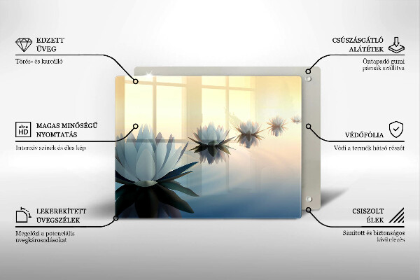 Tabla de cortar de vidrio Flores de lirio en el agua