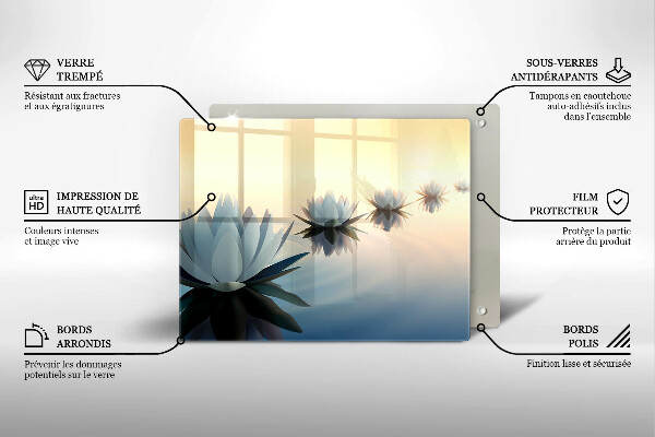 Tabla de cortar de vidrio Flores de lirio en el agua