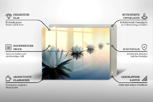 Tabla de cortar de vidrio Flores de lirio en el agua