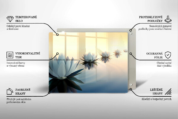 Tabla de cortar de vidrio Flores de lirio en el agua