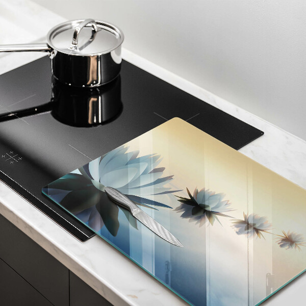 Tabla de cortar de vidrio Flores de lirio en el agua