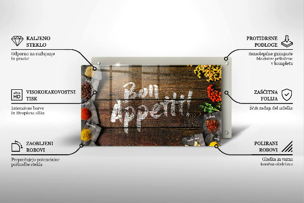 Tabla de cortar de vidrio Tableros de inscripción bon appetit