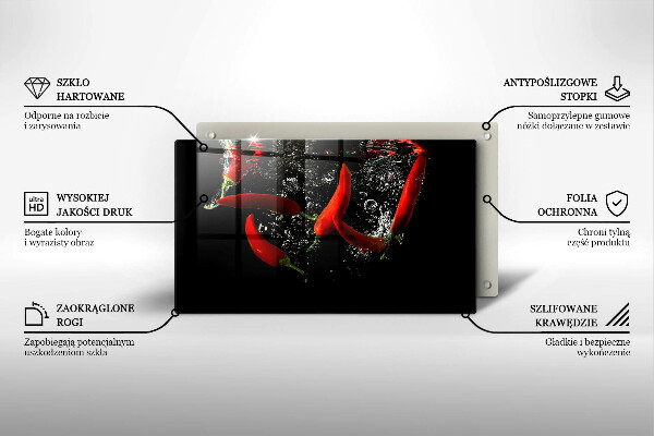 Tabla de cortar de vidrio Chiles en agua
