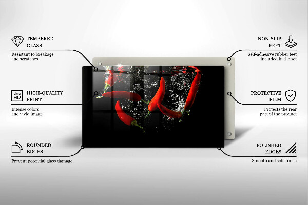 Tabla de cortar de vidrio Chiles en agua