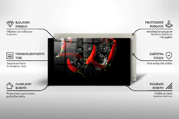 Tabla de cortar de vidrio Chiles en agua