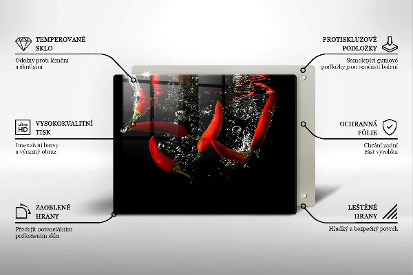 Tabla de cortar de vidrio Chiles en agua