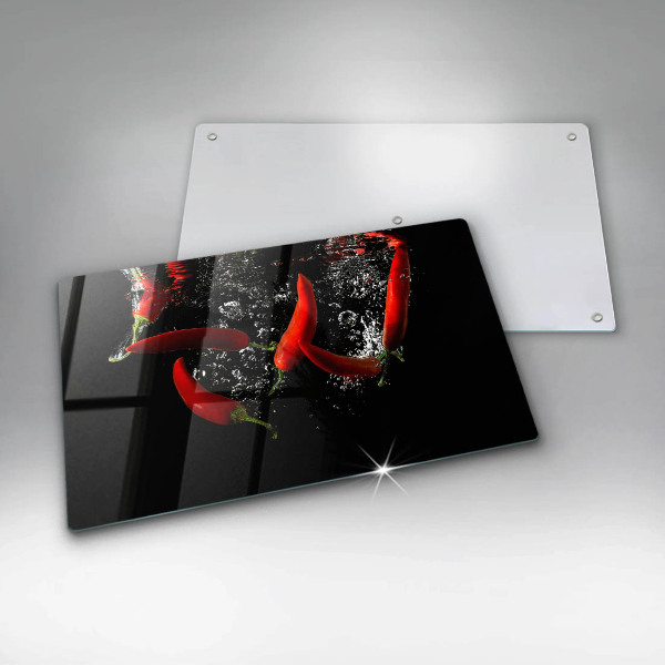 Tabla de cortar de vidrio Chiles en agua