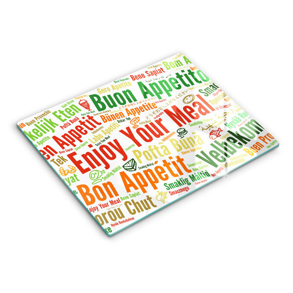 Tabla de cortar de vidrio Subtítulos buen provecho idiomas