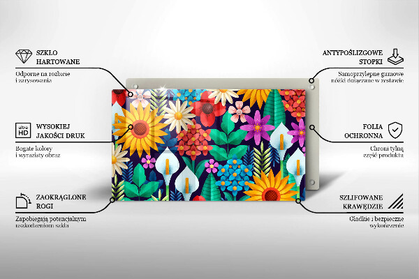 Tabla de cortar de vidrio Ilustración de prado de flores