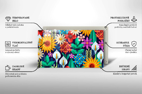 Tabla de cortar de vidrio Ilustración de prado de flores