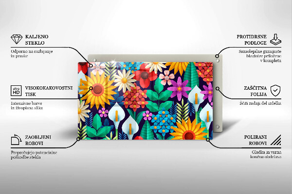 Tabla de cortar de vidrio Ilustración de prado de flores