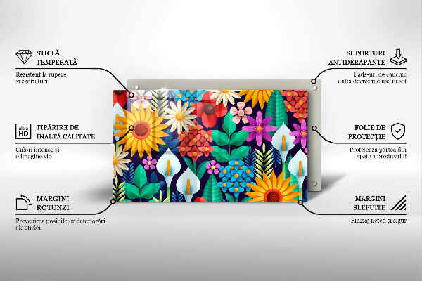 Tabla de cortar de vidrio Ilustración de prado de flores