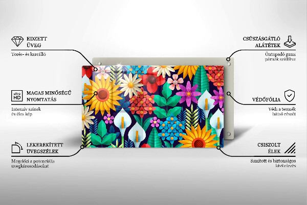 Tabla de cortar de vidrio Ilustración de prado de flores