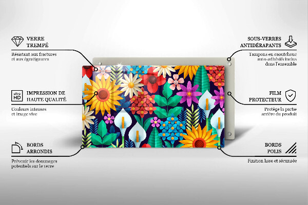 Tabla de cortar de vidrio Ilustración de prado de flores