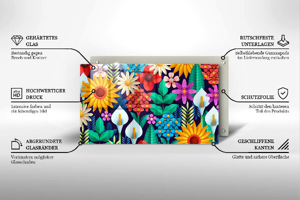 Tabla de cortar de vidrio Ilustración de prado de flores