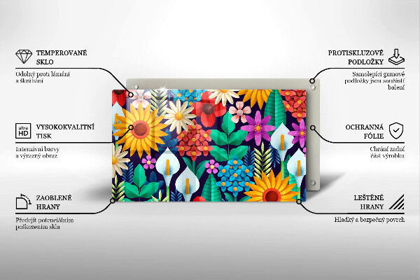 Tabla de cortar de vidrio Ilustración de prado de flores