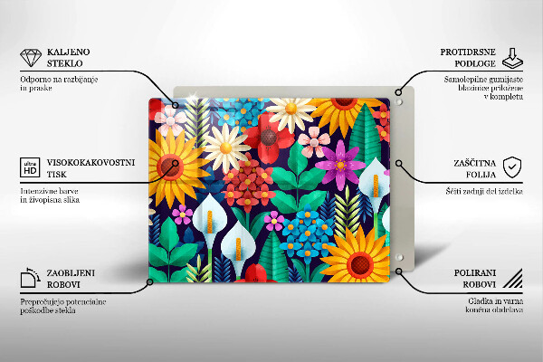 Tabla de cortar de vidrio Ilustración de prado de flores