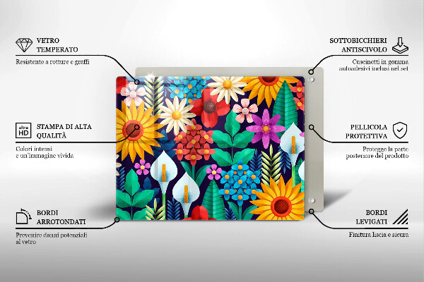 Tabla de cortar de vidrio Ilustración de prado de flores