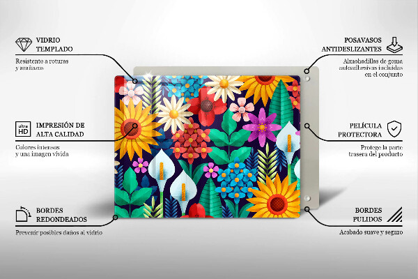 Tabla de cortar de vidrio Ilustración de prado de flores