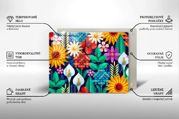 Tabla de cortar de vidrio Ilustración de prado de flores