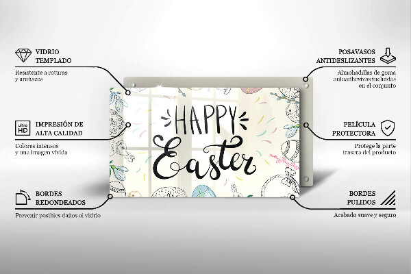 Tabla de cortar de vidrio Happy easter