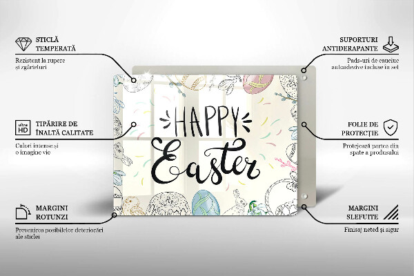 Tabla de cortar de vidrio Happy easter