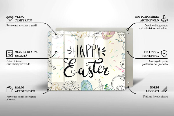 Tabla de cortar de vidrio Happy easter