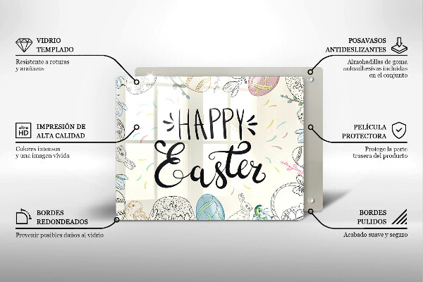 Tabla de cortar de vidrio Happy easter