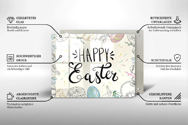 Tabla de cortar de vidrio Happy easter