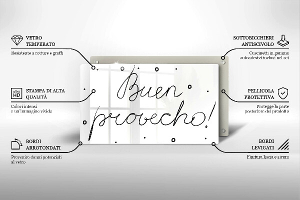 Tabla de cortar de vidrio Buen provecho!