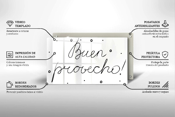 Tabla de cortar de vidrio Buen provecho!