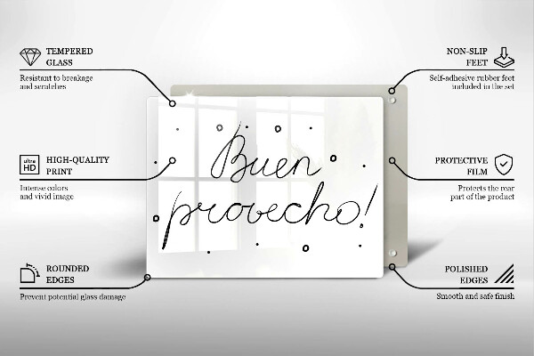 Tabla de cortar de vidrio Buen provecho!