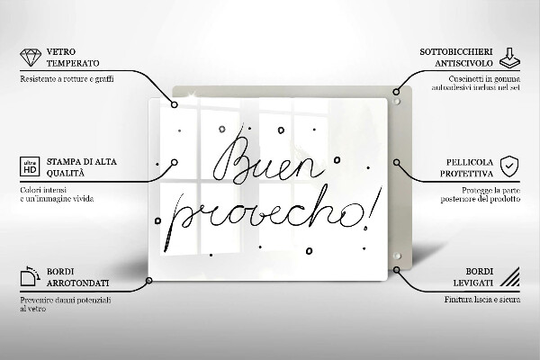 Tabla de cortar de vidrio Buen provecho!