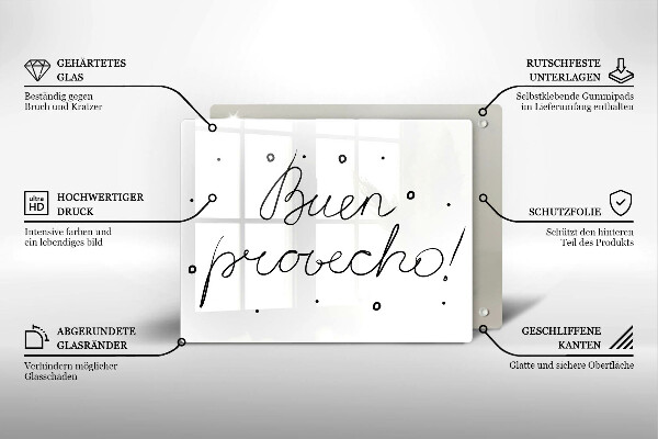 Tabla de cortar de vidrio Buen provecho!