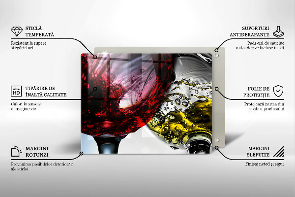 Tabla de cortar de vidrio Vasos de vino