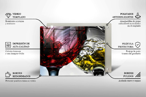 Tabla de cortar de vidrio Vasos de vino