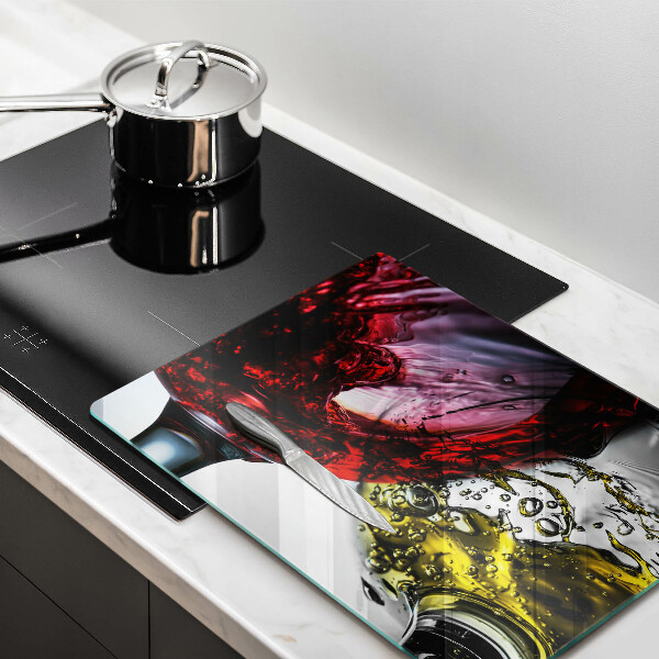 Tabla de cortar de vidrio Vasos de vino