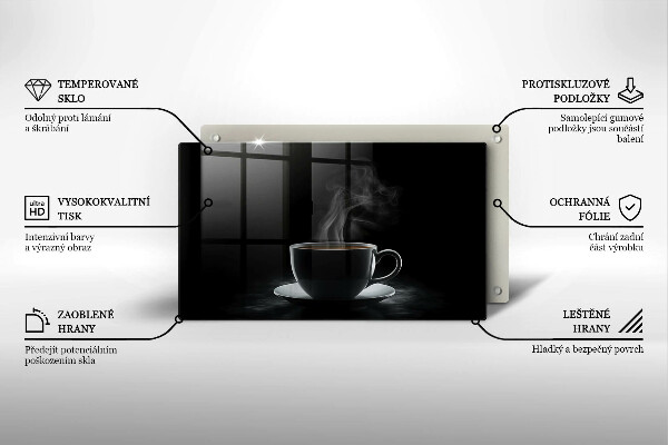 Tabla de cortar de vidrio Taza de café caliente