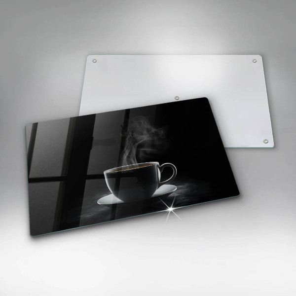 Tabla de cortar de vidrio Taza de café caliente