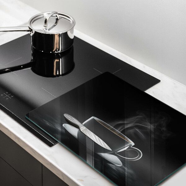 Tabla de cortar de vidrio Taza de café caliente