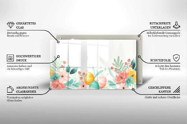 Tabla de cortar de vidrio Huevos de pascua